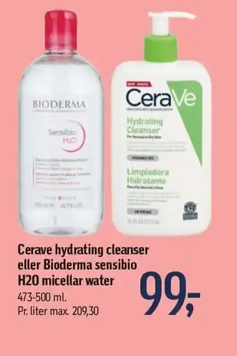 Føtex Cerave hydrating cleanser eller Bioderma sensibio H20 micellar water tilbud