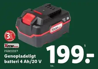 Lidl PARKSIDE Genopladeligt batteri 4 Ah/20 V tilbud