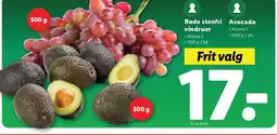 Lidl Røde stenfri vindruer eller avocado tilbud