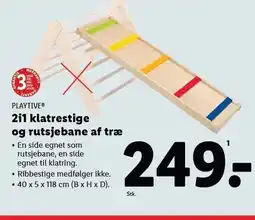 Lidl PLAYTIVE 2i1 klatrestige og rutsjebane af træ tilbud