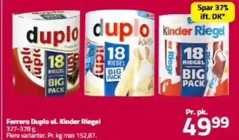 Fleggaard Ferrero Duplo el. Kinder Riegel tilbud