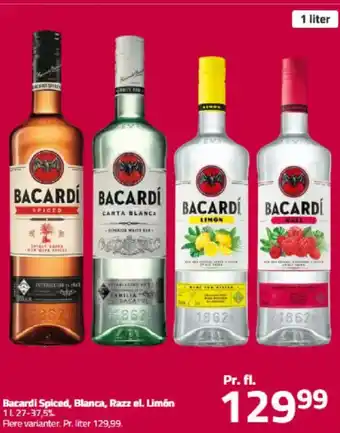 Fleggaard Bacardi Spiced, Blanca, Razz el. Limón tilbud