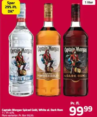 Fleggaard Captain Morgan Spiced Gold, White el. Dark Rom tilbud