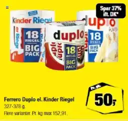 Calle Ferrero Duplo el. Kinder Riegel . tilbud