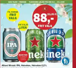 Købmandsgården Albani Mosaic IPA, Heineken, Heineken 0,0% tilbud