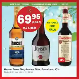 Købmandsgården Hansen Rum - Blau, Jensens Bitter, Boonekamp 40% tilbud