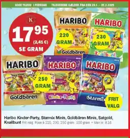 Købmandsgården Haribo Kinder-Party, Starmix Minis, Goldbären Minis, Satgold, tilbud