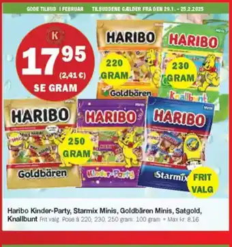 Købmandsgården Haribo Kinder-Party, Starmix Minis, Goldbären Minis, Satgold, tilbud