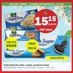 Købmandsgården Gullón Sukkerfri vafler, cookies, sandwichcookies tilbud