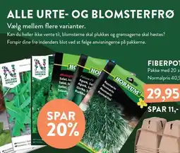 Plantorama ALLE URTE- OG BLOMSTERFRØ tilbud