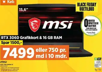 Power GF65 Thin Gaming PC GF6510UE011 tilbud