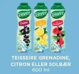 MENY TEISSEIRE GREENADINE CITRON ELLER SOLBÆR tilbud