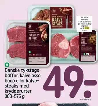 REMA 1000 Danske tykstegs- bøffer, kalve osso buco tilbud