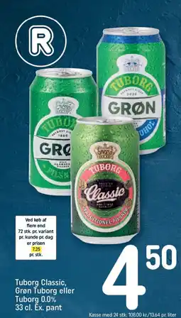 REMA 1000 Tuborg Classic, Grøn Tuborg eller Tuborg 0.0% tilbud