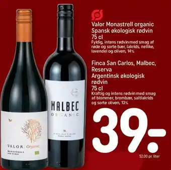 REMA 1000 Valor Monastrell organic Spansk økologisk rødvin tilbud