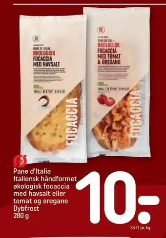 REMA 1000 Pane d'Italia Italiensk håndformet økologisk focaccia tilbud