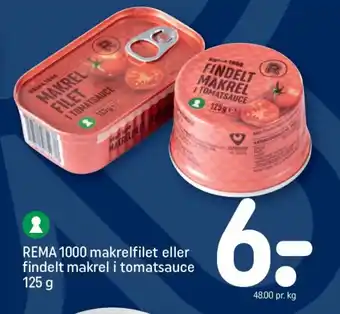 REMA 1000 REMA 1000 makrelfilet eller findelt makrel i tomatsauce tilbud