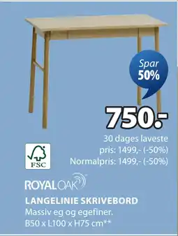 JYSK LANGELINIE SKRIVEBORD tilbud