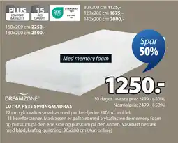 JYSK LUTRA PS35 SPRINGMADRAS tilbud