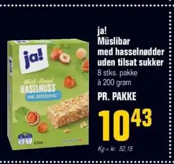 Otto Duborg Ja! müslibar med hasselnødder uden tilsat sukker tilbud