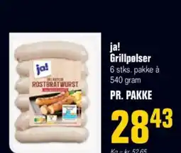 Otto Duborg ja! Grillpølser 6 stks. pakke à 540 gram tilbud