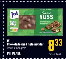 Otto Duborg ja! Chokolade med hele nødder Plade à 100 gram tilbud