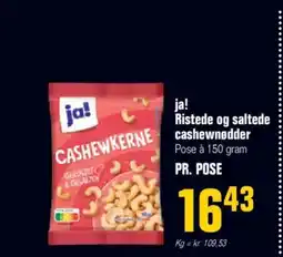 Otto Duborg Ja! ristede og saltede cashewkerne cashewnødder tilbud