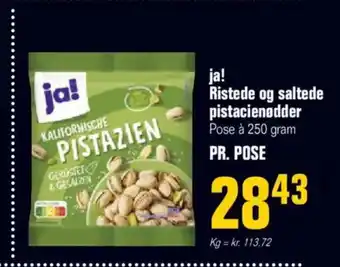 Otto Duborg ja! Ristede og saltede pistacienødder Pose à 250 gram tilbud