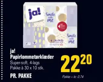 Otto Duborg ja! Papirlommetørklæder Super-soft, 4-lags Pakke à 30 x 10 stk. tilbud