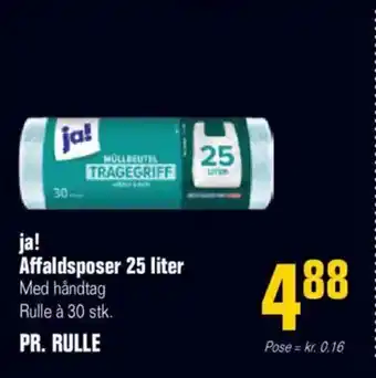 Otto Duborg ja! Affaldsposer 25 liter Med håndtag Rulle à 30 stk. tilbud