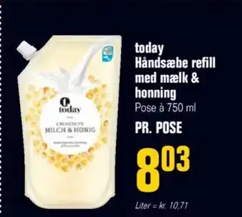 Otto Duborg today Håndsæbe refill med mælk & honning Pose à tilbud