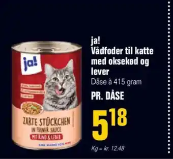 Otto Duborg ja! Vådfoder til katte med oksekød og lever Dåse à 415 gram PR. DÅSE tilbud