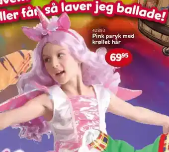 Buddy Leg Pink paryk med krøllet hår tilbud