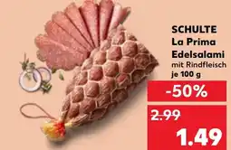 Kaufland SCHULTE La Prima Edelsalami mit Rindfleisch je tilbud