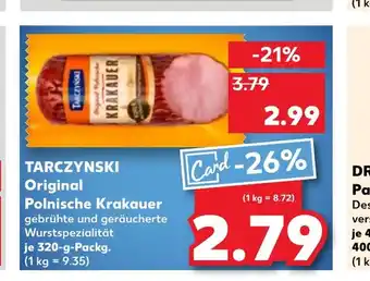 Kaufland TARCZYNSKI Original Polnische Krakauer gebrühte und geräucherte Wurstspezialität tilbud