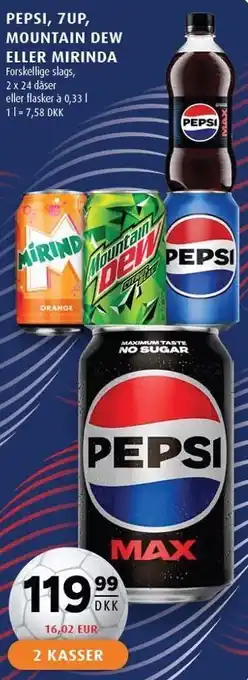 Scandinavian Park PEPSI, 7UP, MOUNTAIN DEW ELLER MIRINDA - 2 KASSER tilbud