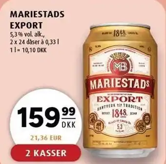 Scandinavian Park MARIESTADS EXPORT - 2 KASSER tilbud