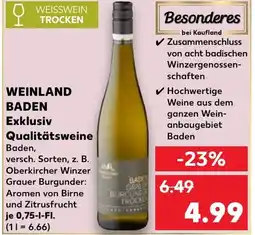 Kaufland WEINLAND BADEN Exklusiv Qualitätsweine tilbud