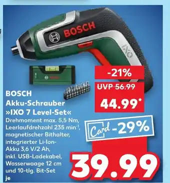 Kaufland BOSCH Akku-Schrauber >>IXO 7 Level-Set<< Drehmoment max. 5,5 Nm, Leerlaufdrehzahl 235 min, tilbud