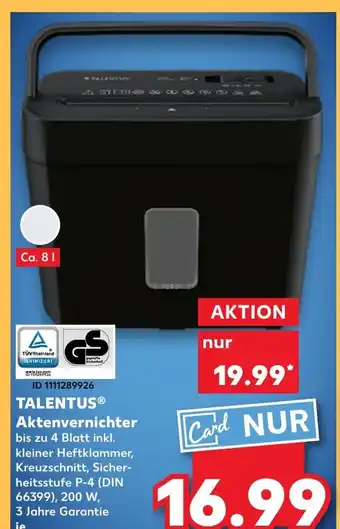 Kaufland TALENTUSⓇ Aktenvernichter tilbud