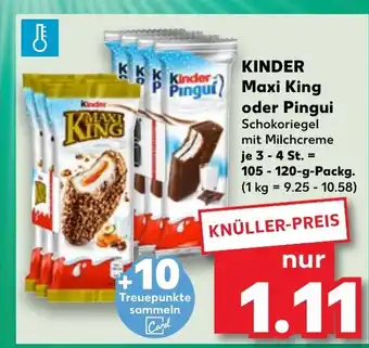 Kaufland Kinder Maxi King oder Pingui Schokoriegel tilbud