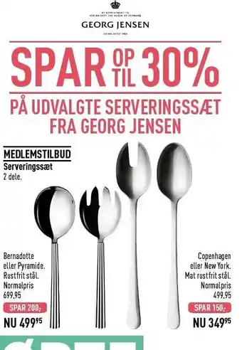 Imerco SPAR OP TIL 30% PÅ UDVALGTE SERVERINGSSÆT FRA GEORG JENSEN tilbud