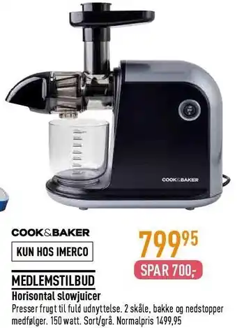 Imerco COOK & BAKER Horisontal slowjuicer tilbud