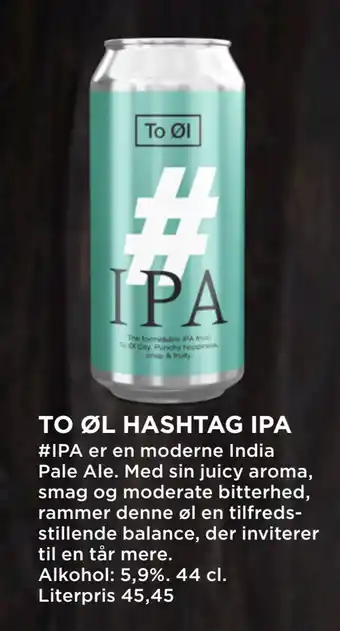 MENY TO ØL HASHTAG IPA tilbud