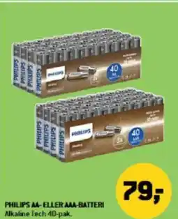 XL-BYG PHILIPS AA- ELLER AAA-BATTERI Alkaline Tech 40-pak. tilbud