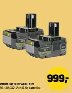 XL-BYG Ryobi batteripakke 18v tilbud