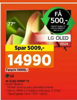 Power Lg 4k oled smart tv oled77b46la tilbud