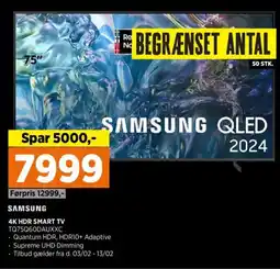 Power Samsung 4k hdr smart tv tq75q60dauxxc tilbud