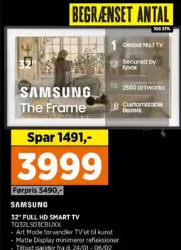 Power Samsung 32" full hd smart tv tq32ls03cbuxx tilbud