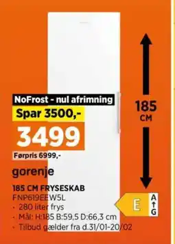 Power Gorenje fryseskab FNP619EEW5L tilbud